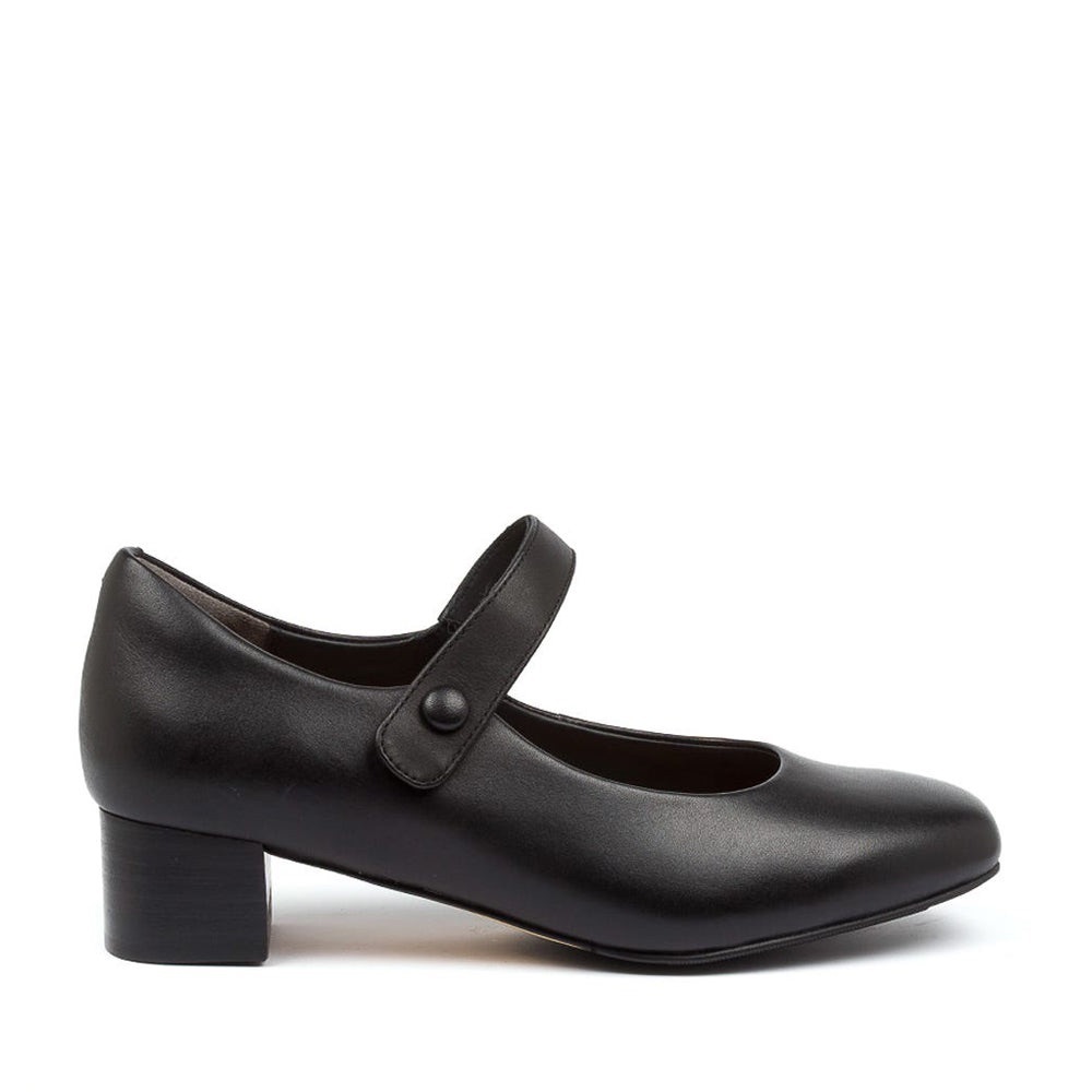 ZIERA Black Leather Kitty Mary Jane Comfort Pumps Black 40W EU